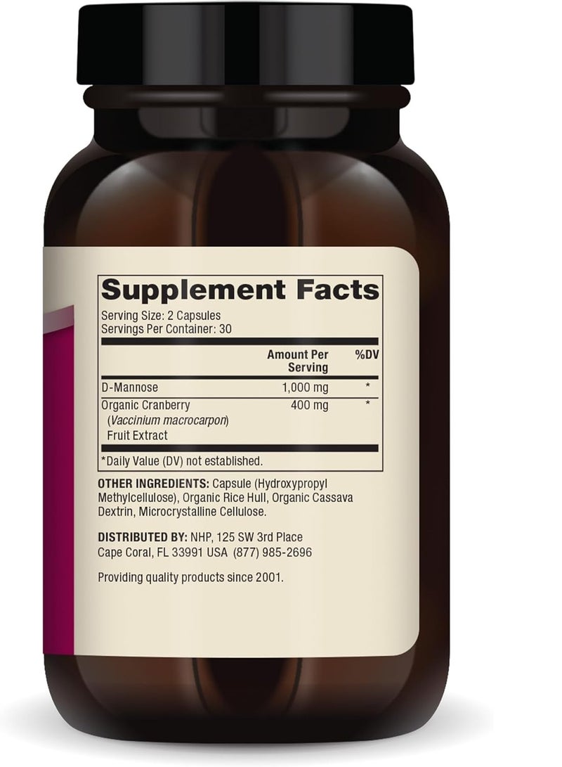 Dr. Mercola D-Mannose and Cranberry Extract Supports Urinary Tract Health 60 Capsules 30 Servings  - Image 2