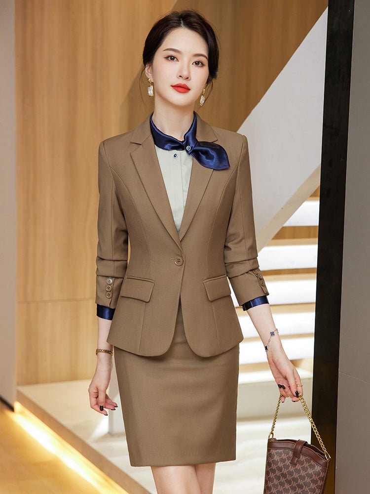 High-Grade Gray Suit Suit Plus Size Women'S Sales Department Business Wear Interview Work Clothes Formal Wear Small Suit - Image 3