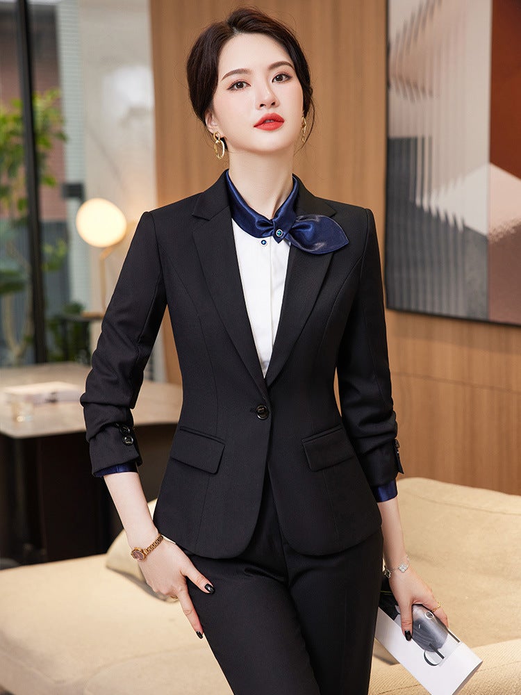 High-Grade Gray Suit Suit Plus Size Women'S Sales Department Business Wear Interview Work Clothes Formal Wear Small Suit - Image 2