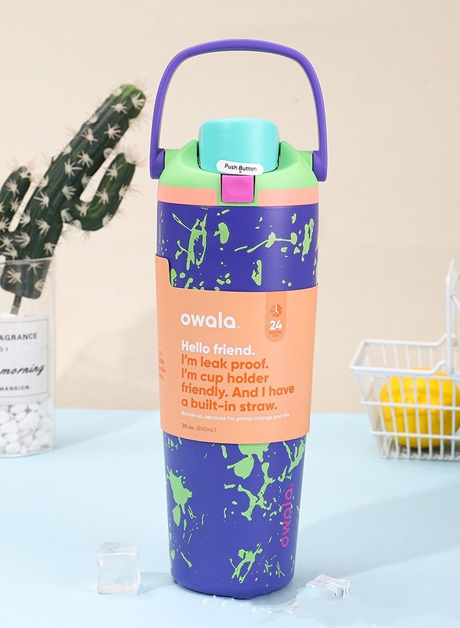 Owala 30oz FreeSip Sway Insulated Stainless Steel Water Bottle with Two-Way Spout, Built-In Straw and Bucket Handle, Made for Travel, School, and Sports,  BPA Free, Leak Proof - Image 2