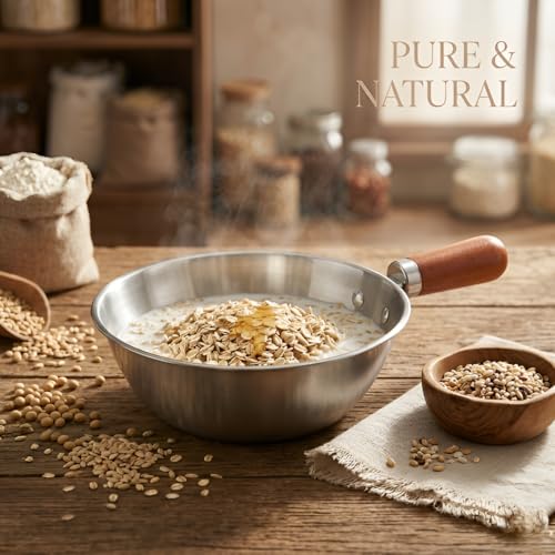 Kruvad Silver Color Stainless Steel Milk & Tea Pan 500 ml Wooden Handle Small Saucepan for Tea Coffee Milk Boiling & Cooking Induction & Gas Compatible Durable Cookware Vessel - Image 4