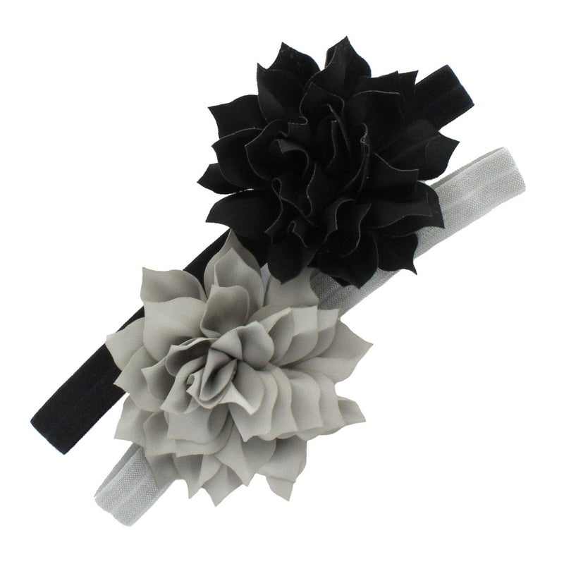 My Lello Baby Petal Flower Headbands Mixed Colors 2-Pack (Black/Gray) - Image 1