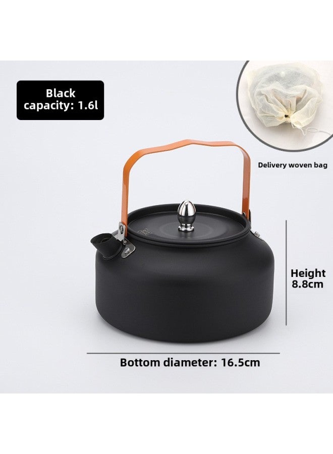 Wild Teapot Cap Explosion-proof Travel Household Stainless Steel Flat Bottom Sound Kettle Induction Cooker Gas Stove Free Shipping-Color:304 Black Teapot 1.6 Liters (with Storage Bag)-Capacity:Default  - Image 1