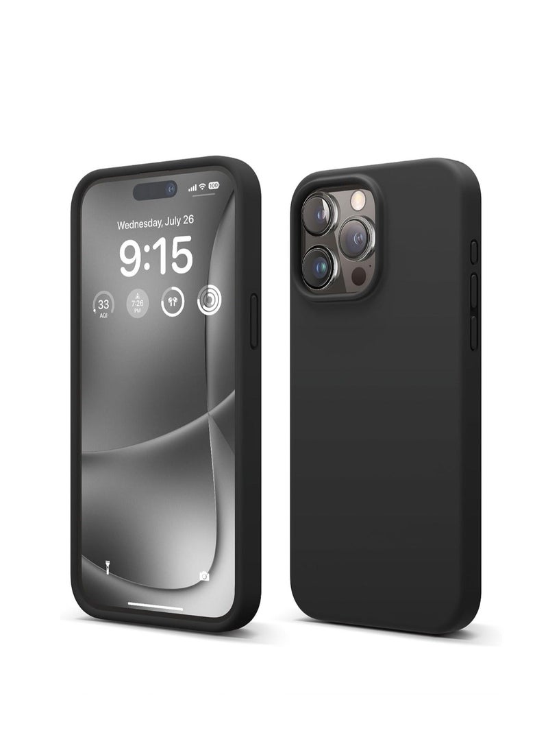 إيف iPhone 15 Pro Max Case ، علبة السيليكون السائل ، غطاء واقي كامل للجسم ، مقاوم للصدمات ، علبة هاتف رفيعة ، بطانة الألياف الدقيقة الناعمة المضادة للخلع ، 6.7 بوصة (أسود) - Image 1