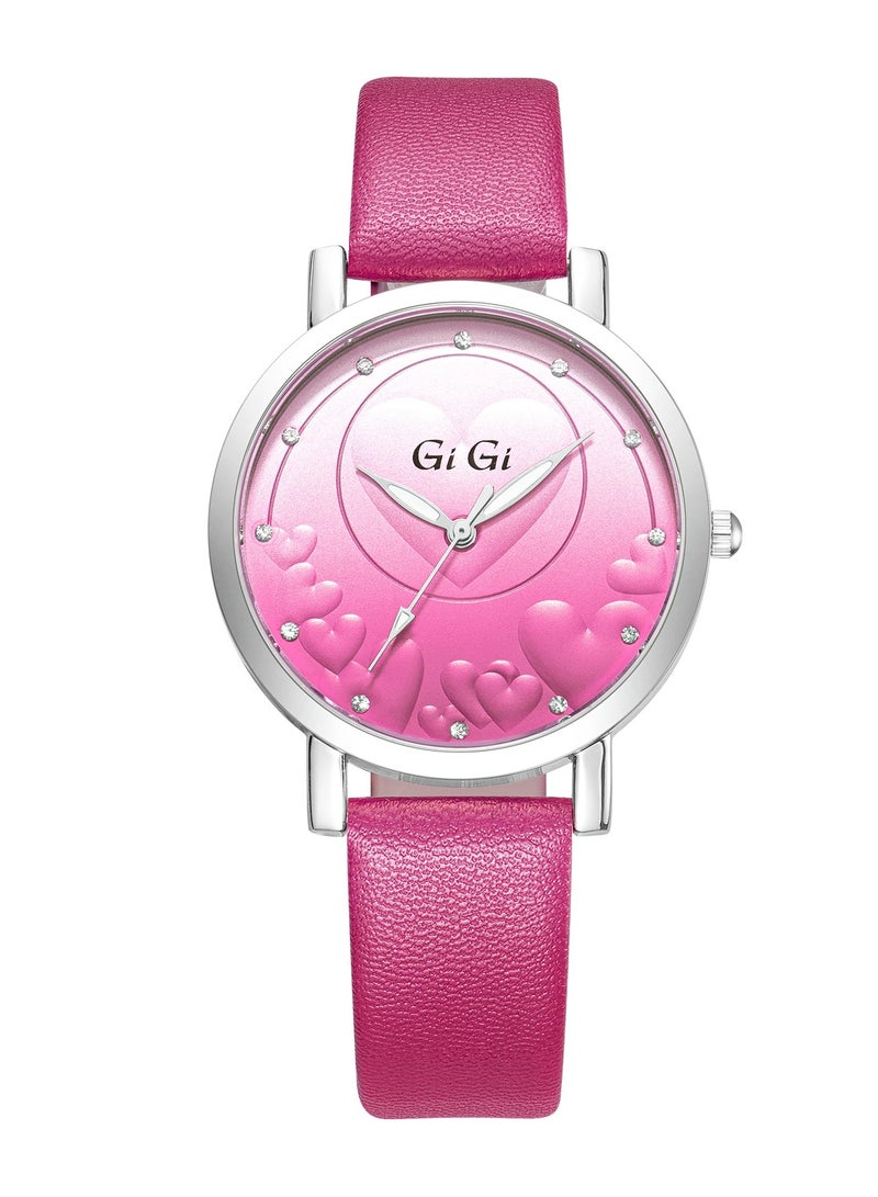 جيجي ساعة يد نسائية من جيجي انالوج بسوار جلدي وكريستال - Image 1