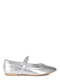 London Rag Metallic Mary Jane Ballerinas in Silver  - Image 1