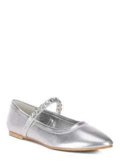 London Rag Metallic Mary Jane Ballerinas in Silver  - Image 2