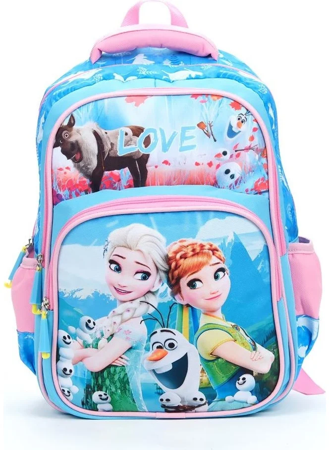 Masho Trend Blue Love Elsa Anna School Bag + Lunch Box + Pencil Case + Frozen Backpack Sling Bag