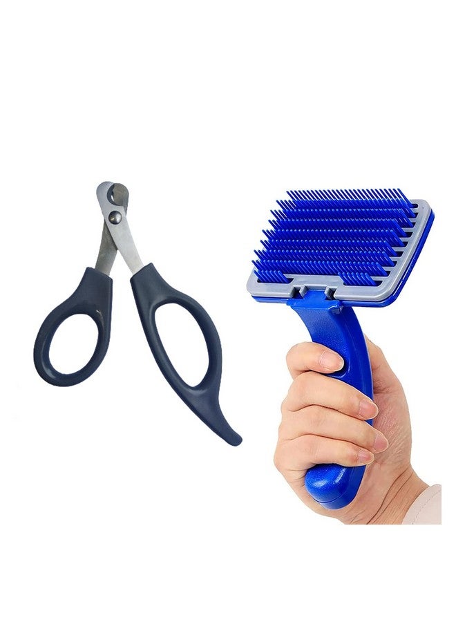 إيميلي بيتس مجموعة مكونة من مقص أظافر الكلاب ومبرد أظافر الكلاب وفرشاة تنظيف ذاتية للكلاب، عبوة من قطعتين باللون الأزرق الصغير - Image 1