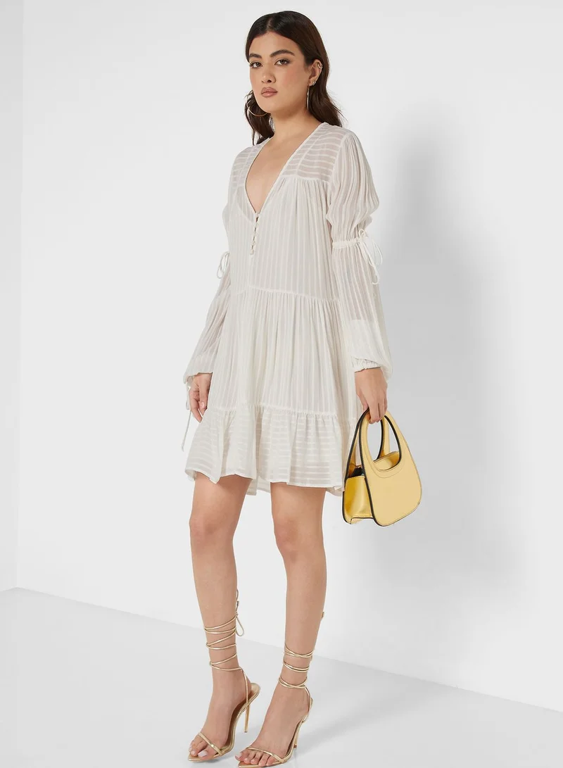 Nocturne Striped Tiered Dress