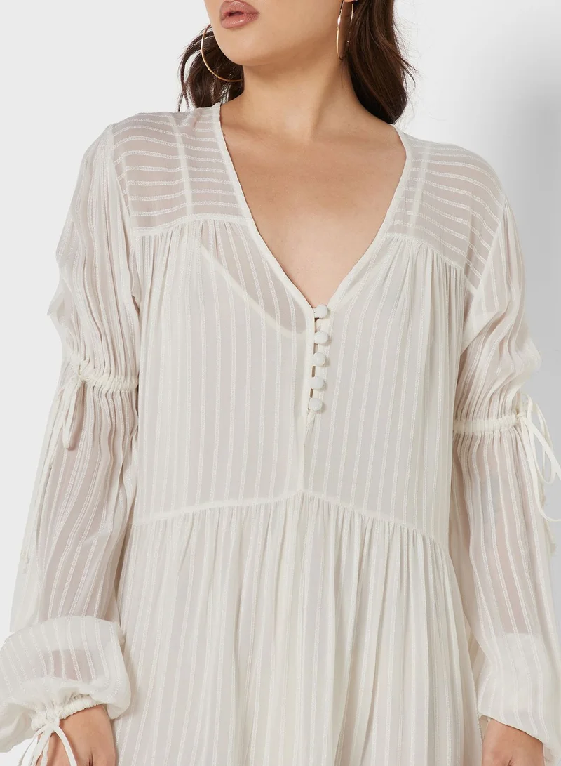 Nocturne Striped Tiered Dress