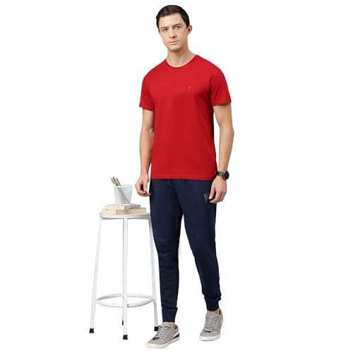 Van Heusen Men's Cotton Solid Regular Fit T Shirt (Ihts1Lsse60052_Scarlet Sage) - Image 4