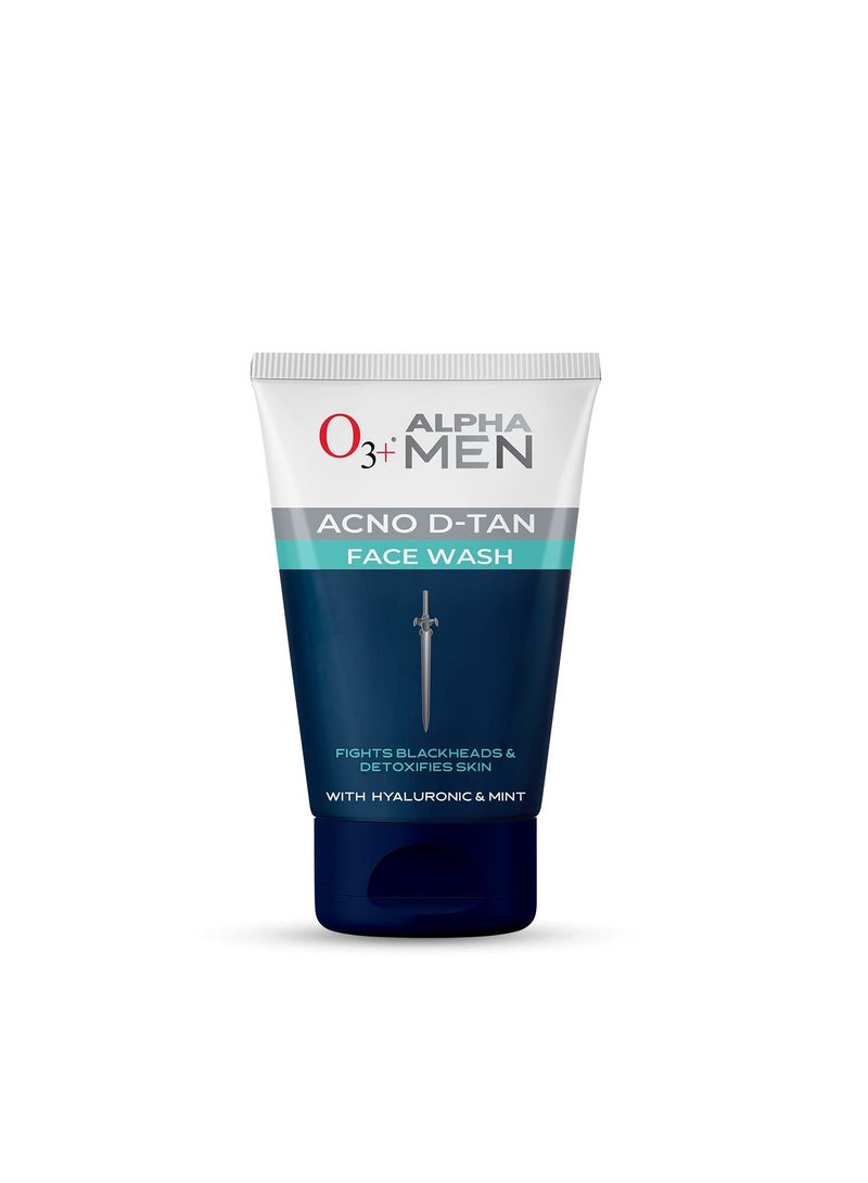 O3+ ALPHA MEN Acno D-TAN Face Wash with Hyaluronic & Mint | Fights Blackheads & Detoxifies Skin, 50ml - Image 1