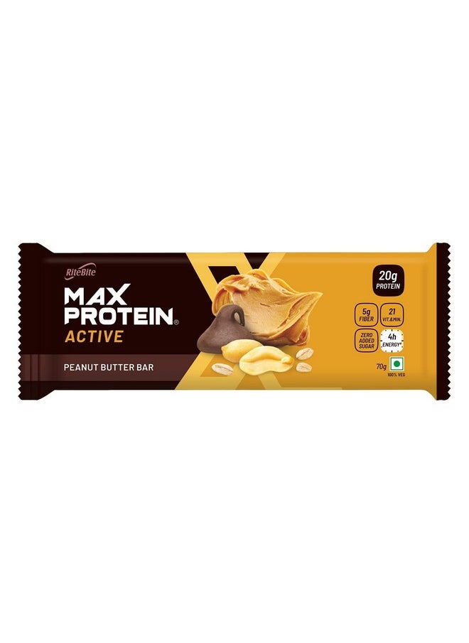 RiteBite Max Protein Active Peanut Butter Protein Bars With 20G Protein, 5G Fiber & 21 Vit. & Minerals | 0 Added Sugar, No Cholesterol & Trans Fat For Upto 4H Of Energy, Healthy Snack, 70G (Pack Of 12)  - Image 3