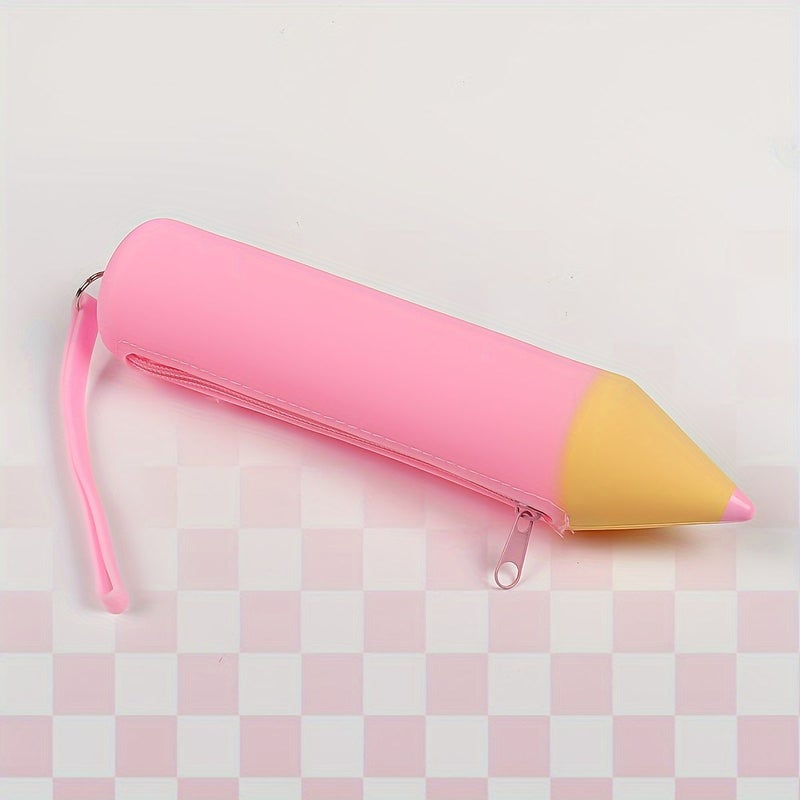 Orange Pencil Shaped Pencil Case Large Capacity Student Stationery Storage Box Study Supplies - Image 2