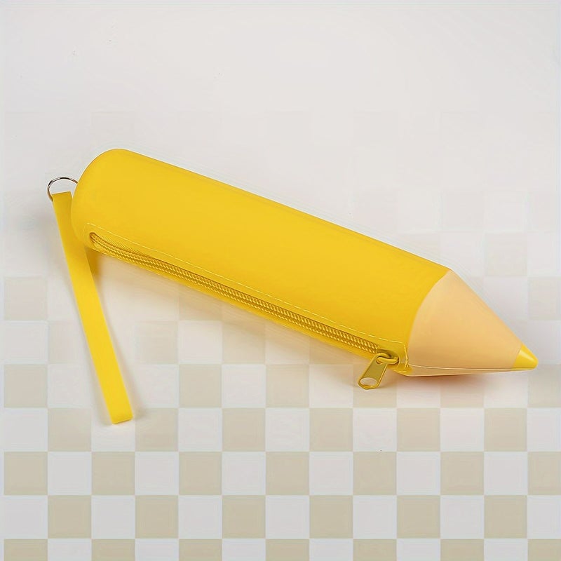 Orange Pencil Shaped Pencil Case Large Capacity Student Stationery Storage Box Study Supplies - Image 5