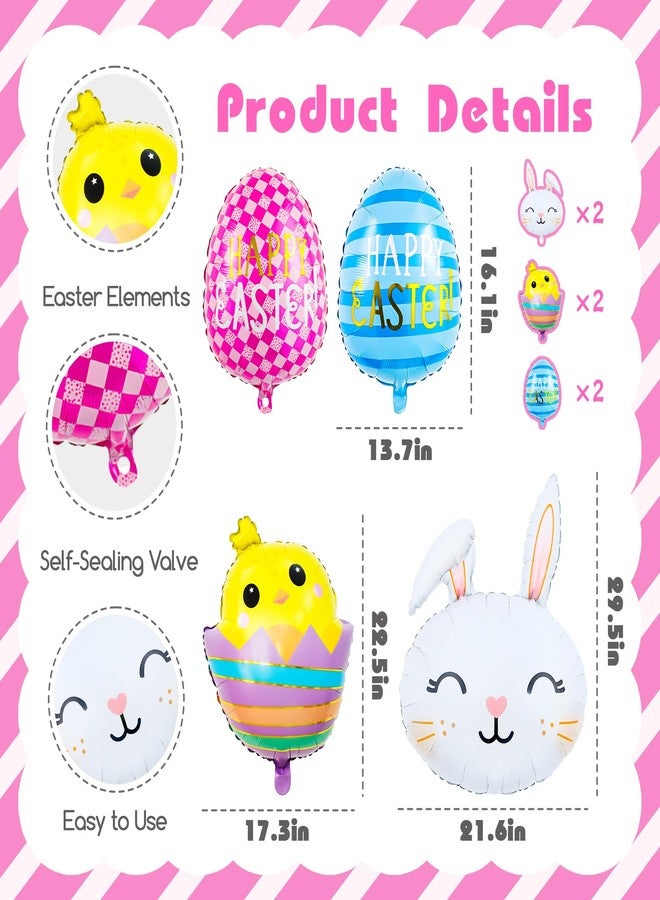 KHC-KHF 6PCS Easter-Bunny Balloons Rabbit Head Foil Balloons Easter Eggs Easter Mylar Bunny Birthday Party Supplies Decorations - Image 3