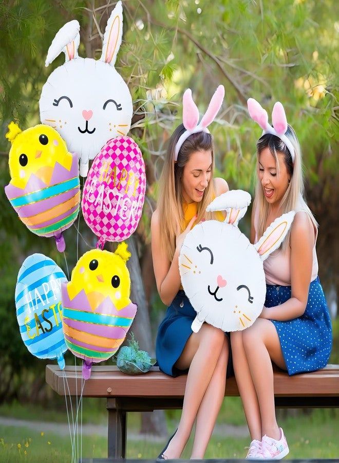 KHC-KHF 6PCS Easter-Bunny Balloons Rabbit Head Foil Balloons Easter Eggs Easter Mylar Bunny Birthday Party Supplies Decorations - Image 4