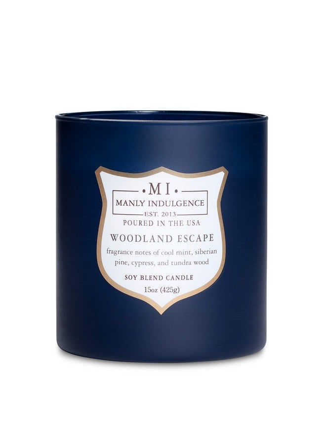 Manly Indulgence Woodland Escape Scented Jar Candle, Wood Wick, Premium Soy Blend White Wax, 60 hr Burn, Matte Navy Blue Jar Candle for Home and Men, 15 oz - USA Poured - Image 3