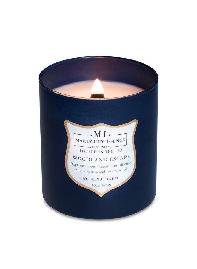 Manly Indulgence Woodland Escape Scented Jar Candle, Wood Wick, Premium Soy Blend White Wax, 60 hr Burn, Matte Navy Blue Jar Candle for Home and Men, 15 oz - USA Poured - Image 5
