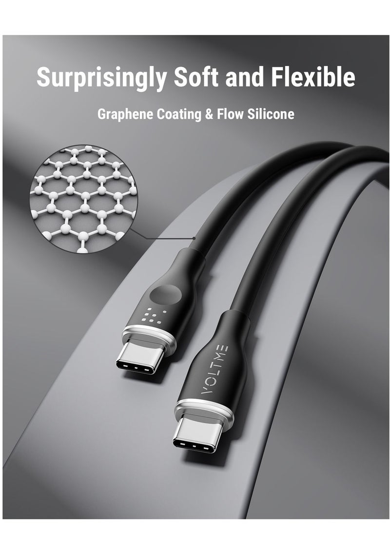 VOLTME - USB C Cable, 60W Soft Silicone Cord USB-C to USB-C 3.0 Cable Compatible for iPhone 15/15 Plus/15 Pro/15 Pro Max, iPad Pro/Air, MacBook Pro/Air, Galaxy S24 S23 Ultra, Huawei P60, Xiaomi, etc (1M Black) - Image 1