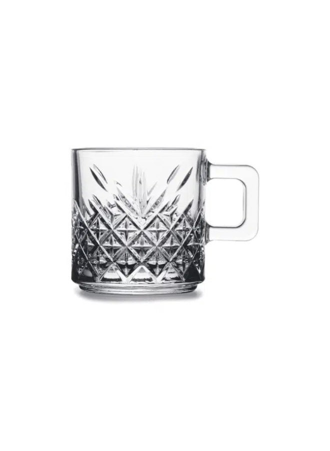 باساباتشي Pasabahce Timeless 2-Piece Glass Mug Set – 195ml Small Drinking Cups with Handles – Made in Turkey - Image 2