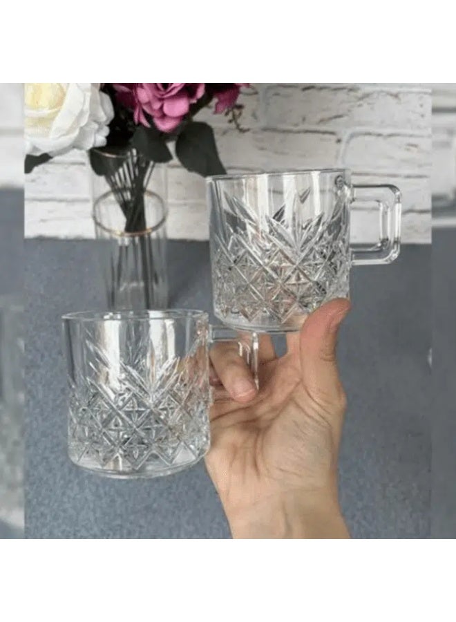 باساباتشي Pasabahce Timeless 2-Piece Glass Mug Set – 195ml Small Drinking Cups with Handles – Made in Turkey - Image 3