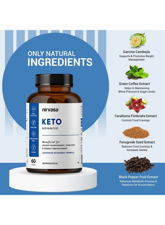Nirvasa KETO Advanced Tablets for Men & Women with Garcinia Cambogia & Green Coffee Extract | Gluten-Free KETO Tablets for Weight Management, Elevating Energy | 60 Tablets x 1 - Image 5