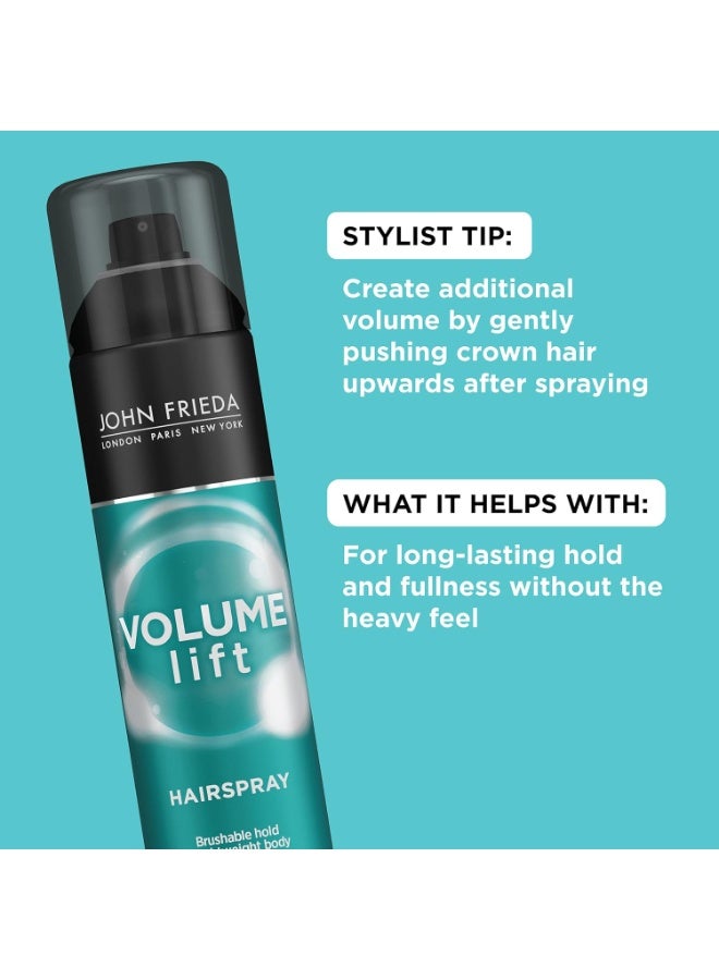 John Frieda John Frieda Volume Lift Hairspray, Volumizing Hairspray with Air-Silk Technology for Fine or Flat Hair, Adds Body, Long-Lasting Hold, and Fullness for Fine, Thin Hair, 10 Oz, Pack of 2  - Image 1
