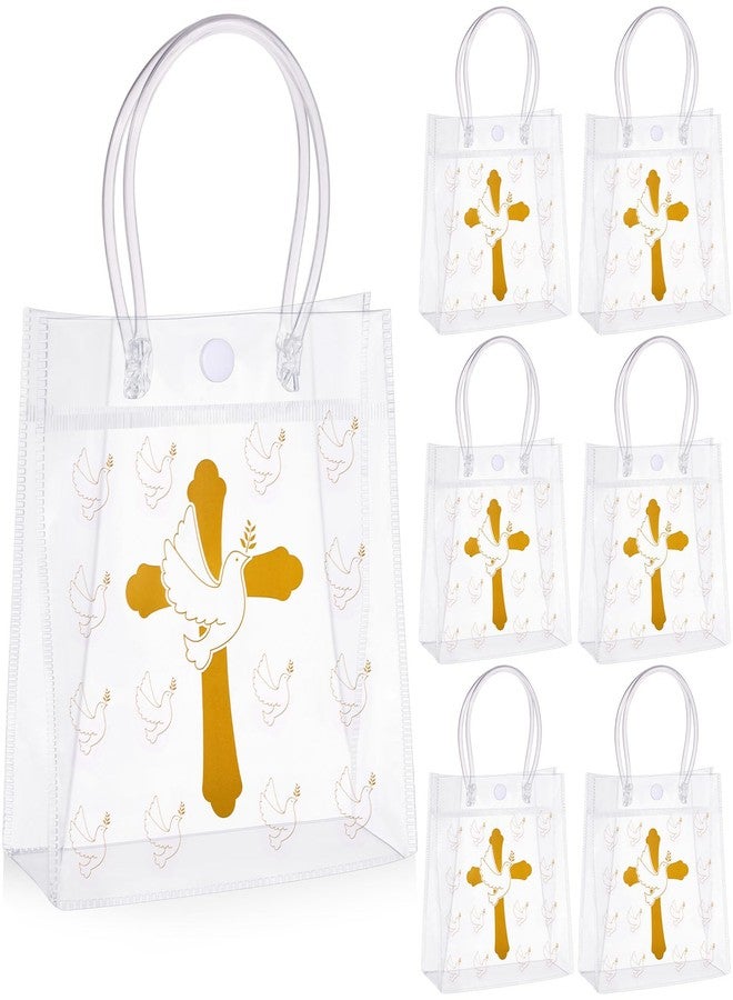 Geelin 24 Pcs Clear Baptism Gift Bags Bulk PVC Religious Christian Gift Bags with Handles Cross Goodie Treat Tote Baptism Party Favors for Guests Christian Birthday Baby Shower Wedding Party - Image 1