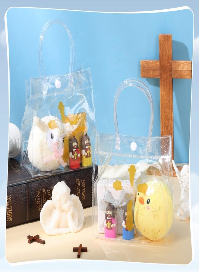 Geelin 24 Pcs Clear Baptism Gift Bags Bulk PVC Religious Christian Gift Bags with Handles Cross Goodie Treat Tote Baptism Party Favors for Guests Christian Birthday Baby Shower Wedding Party - Image 3