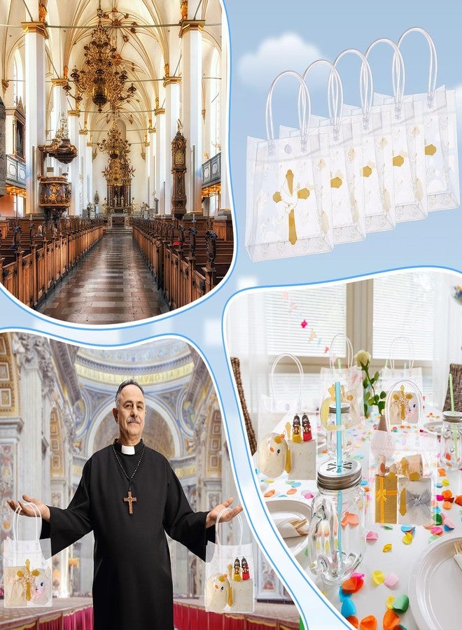 Geelin 24 Pcs Clear Baptism Gift Bags Bulk PVC Religious Christian Gift Bags with Handles Cross Goodie Treat Tote Baptism Party Favors for Guests Christian Birthday Baby Shower Wedding Party - Image 5