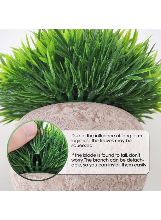 ALAMAREQ 2 Pots Artificial Plants Small Faux Plants Mini Fake Plants Cute Artificial Greenery in Pots for Home Bedroom Indoor Office Bathroom Farmhouse Room Coffee Table Decor Round Leaf - Image 5