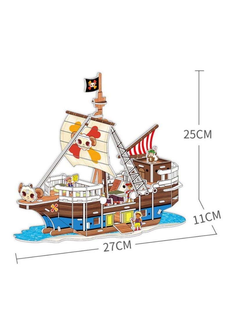 Whimsy 3D Puzzles kids games  - Pirate Ship Jigsaw Puzzles, Brain Teaser Puzzles, Fun yet challenging Family toys Test your skills & imagination, Stress Relief Early Education Development Toy for Adults & Age 3 Years Up  - Image 4
