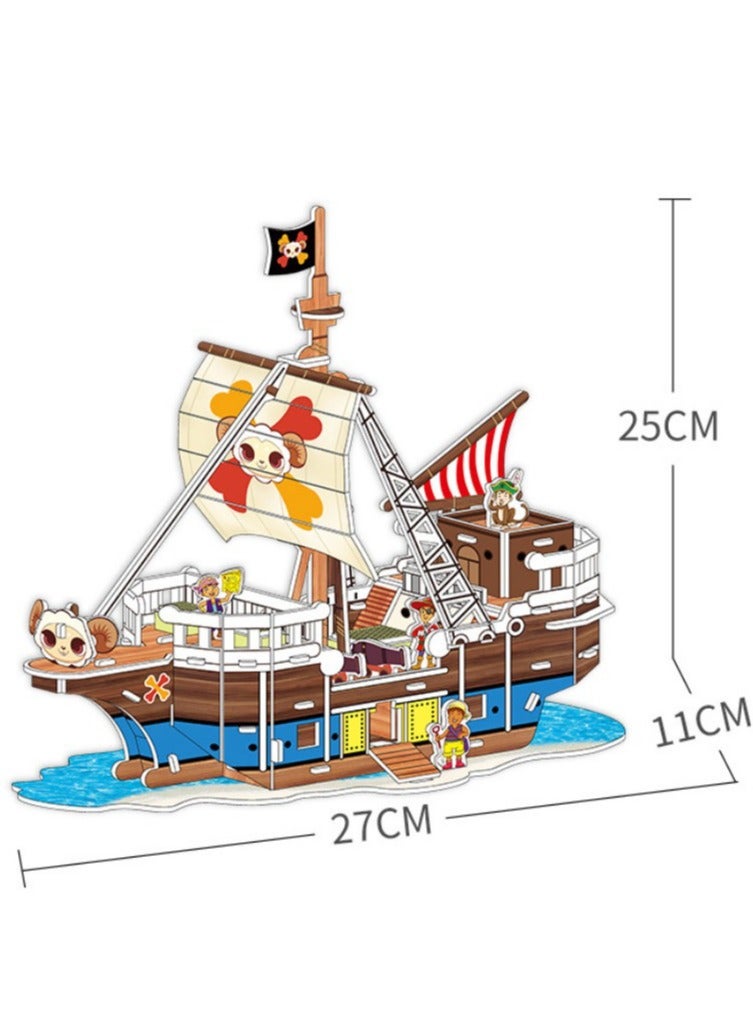 Whimsy 3D Puzzles kids games Pirate Ship Jigsaw Puzzles, Brain Teaser Puzzles, Fun yet challenging Family toys Test your skills & imagination, Stress Relief Early Education Development Toy for Adults & Age 3 Years Up  - Image 5