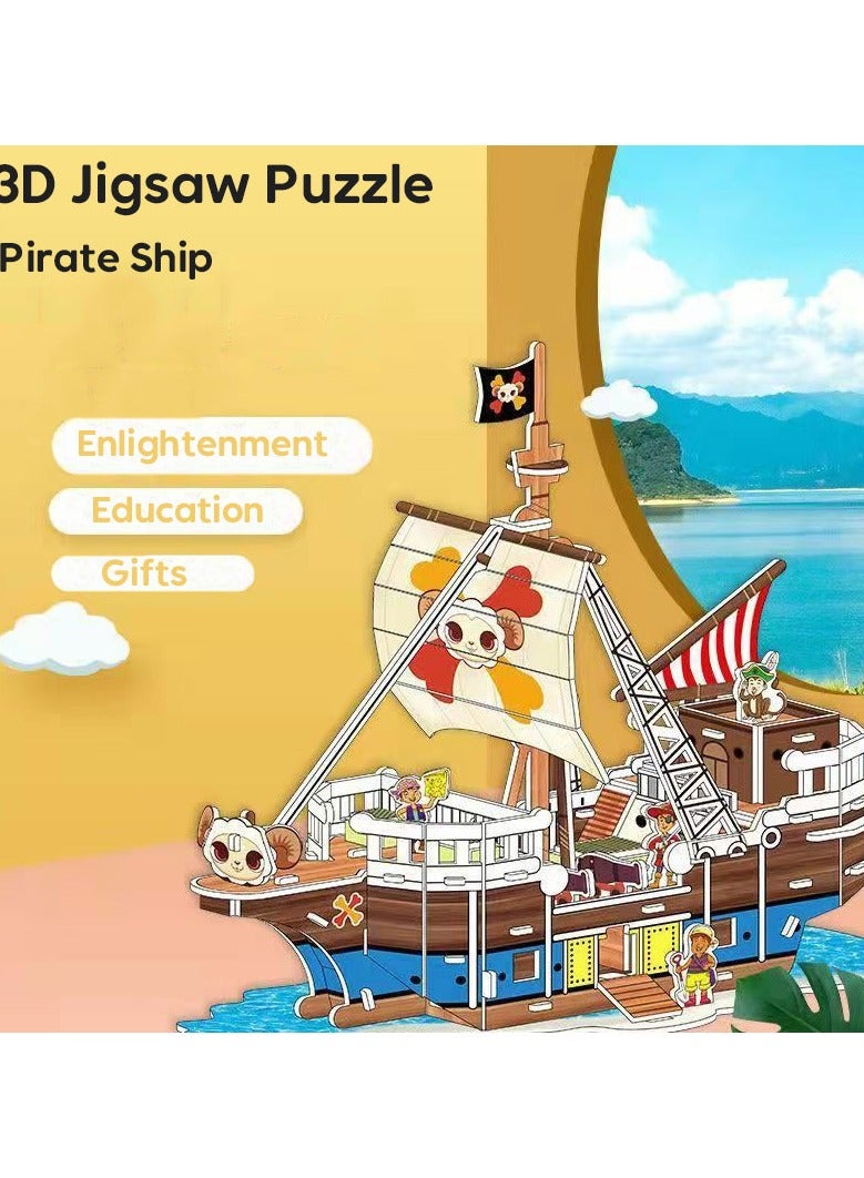 Whimsy 3D Puzzles kids games Pirate Ship Jigsaw Puzzles, Brain Teaser Puzzles, Fun yet challenging Family toys Test your skills & imagination, Stress Relief Early Education Development Toy for Adults & Age 3 Years Up  - Image 2