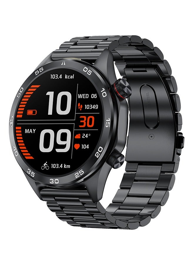 RollsTimi  Men's Smart Watch, HD 1.52inch Full Screen, Intelligent Bluetooth Call, IP68 Waterproof, 24 Hours Health Monitoring, 500mAh Long Battery,LED Flashlight, Fashion Business SmartWatch, I118 Steel Band Black - Image 1