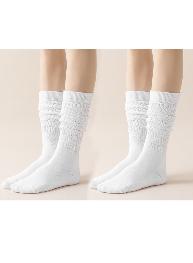 2 زوج من الجوارب الطويلة المطوية والمكدسة والجوارب الفضفاضة والجوارب الطويلة حتى الركبة للنساء والفتيات - Image 1