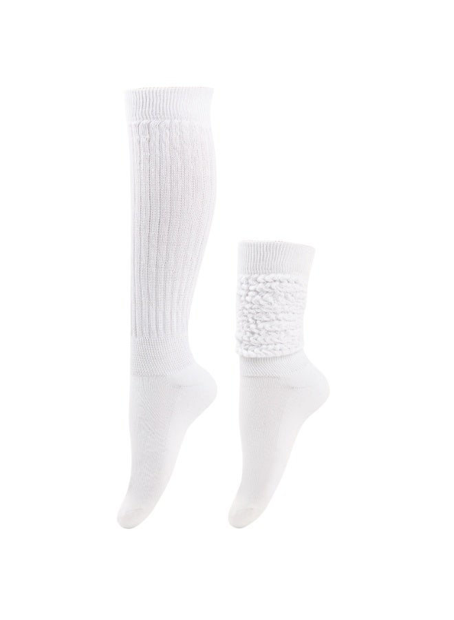 2 زوج من الجوارب الطويلة المطوية والمكدسة والجوارب الفضفاضة والجوارب الطويلة حتى الركبة للنساء والفتيات - Image 2