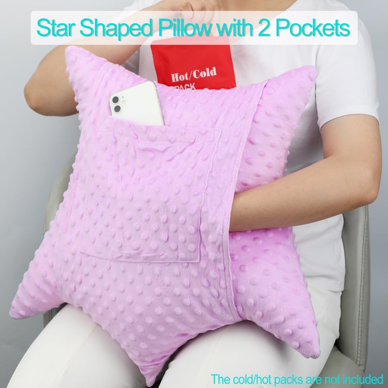 HapiPoppy Star Shape Hysterectomy Recovery Pillowy for Hysterectomy Recovery Must Haves with 2 Pockets Products Gifts Tummy Tuck Abdominal Surgery Cushion, Minky Dot Lavender - Image 2
