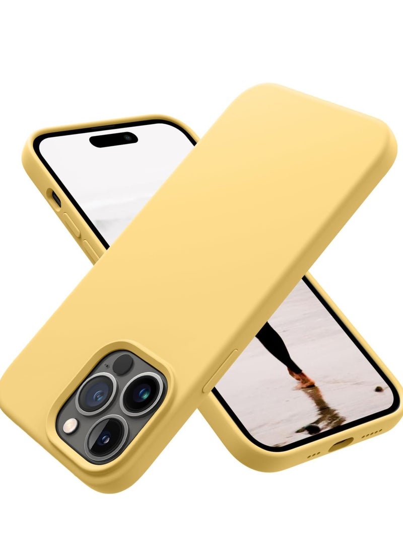 ELTRAZONE Soft Liquid Silicone Gel Case for iPhone 16 Pro Max - Full Body Shockproof Protection with Matte Finish & Soft Microfiber Lining (Mustard) - Image 1