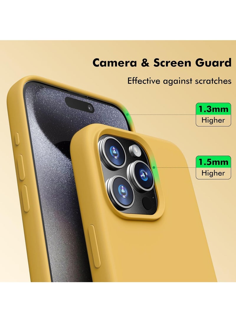 ELTRAZONE Soft Liquid Silicone Gel Case for iPhone 16 Pro Max - Full Body Shockproof Protection with Matte Finish & Soft Microfiber Lining (Mustard) - Image 4