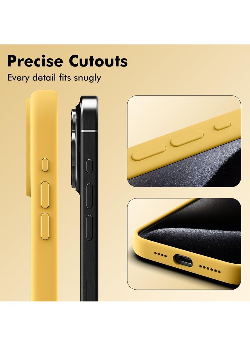 ELTRAZONE Soft Liquid Silicone Gel Case for iPhone 16 Pro Max - Full Body Shockproof Protection with Matte Finish & Soft Microfiber Lining (Mustard) - Image 5