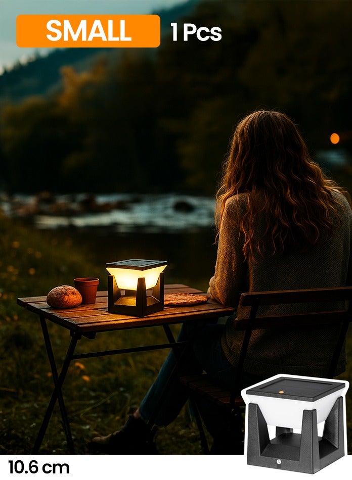 مودي مصباح عمود يعمل بالطاقة الشمسية خارجي مقاوم للماء - 3 أوضاع ألوان (دافئ/محايد/أبيض بارد)، من الغسق إلى الفجر، مستشعر حركة، مصباح LED لاسلكي يعمل بالطاقة الشمسية للحديقة، السياج، المرآب، الشرفة، الفناء، في الهواء الطلق (صغير - قطعة واحدة) - Image 1