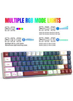 Rock Pow ROCK POW 60% Wired Gaming Keyboard RGB Backlit Mini Keyboard Waterproof Small Ultra-Compact 68 Keys Keyboard for PC/Mac Gamer Typist Travel Easy to Carry on Business Trip WBR  - Image 2