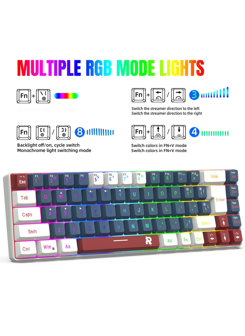 Rock Pow - ROCK POW 60% Wired Gaming Keyboard RGB Backlit Mini Keyboard Waterproof Small Ultra-Compact 68 Keys Keyboard for PC/Mac Gamer Typist Travel Easy to Carry on Business Trip WBR - Image 1