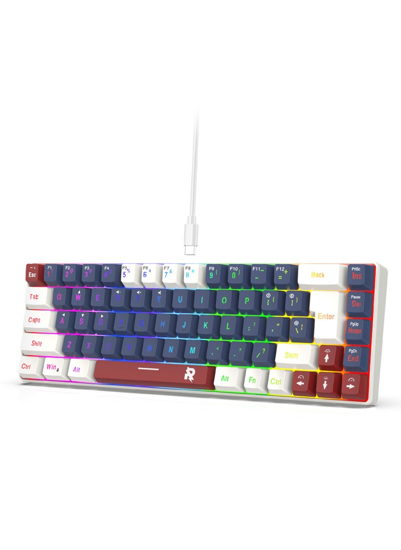 Rock Pow - ROCK POW 60% Wired Gaming Keyboard RGB Backlit Mini Keyboard Waterproof Small Ultra-Compact 68 Keys Keyboard for PC/Mac Gamer Typist Travel Easy to Carry on Business Trip WBR - Image 1