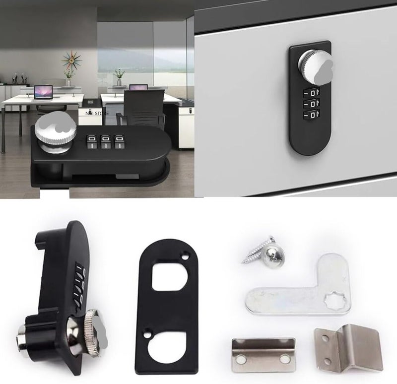NIL JO 3 Digit Combination Lock Latch Password Drawer LockOffice File Cabinet Smart Cam Code Lock Furniture Password Turntable Lock Hardware