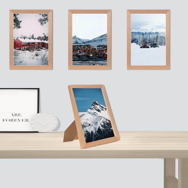 kennethan KAIWIN Picture Frame A5 Oak Wood Photo Frames Set of 3 MDF with Acrylic Glass for Hanging and Standing, Used for Living Room, Bedroom, Study, for Photos, Artworks and Posters - Image 4