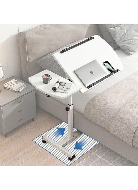 Lifting and Rotating Laptop Desk for Home and Office, Movable Bedside Table with Rollers, Adjustable Computer Stand, with 4 Wheels Sofa Side Table, Coffee Table 60 * 40cm (White)